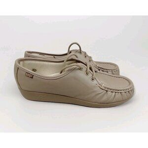 SAS Siesta Women's Tan‎ Beige Leather Oxford Comfort Shoes 8.5 N EUC